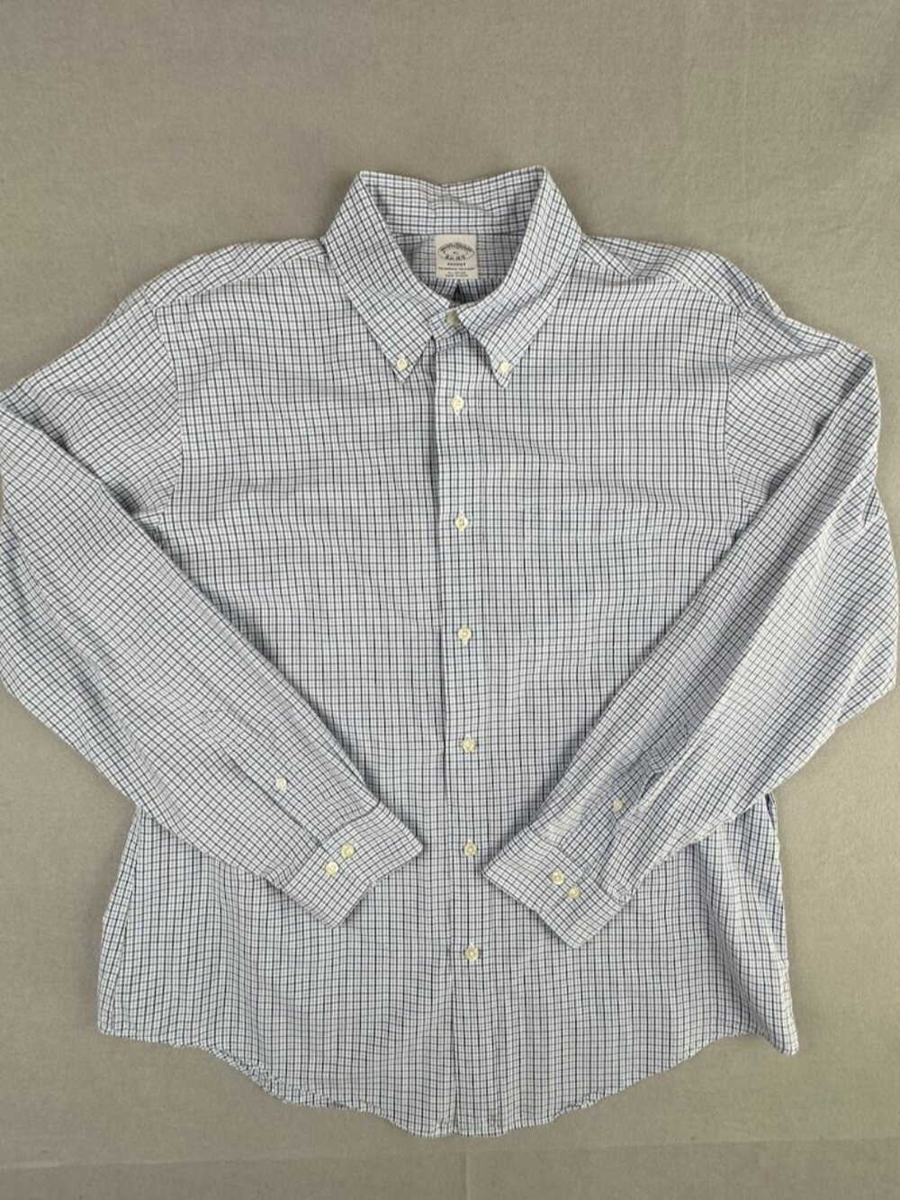 Brooks Brothers Regent Men's XL Blue White Gingham Check Button Down Shirt